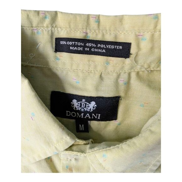 Vintage 90s Domani Men's Lime Green Confetti Button Down Shirt Size M - Picture 5 of 10